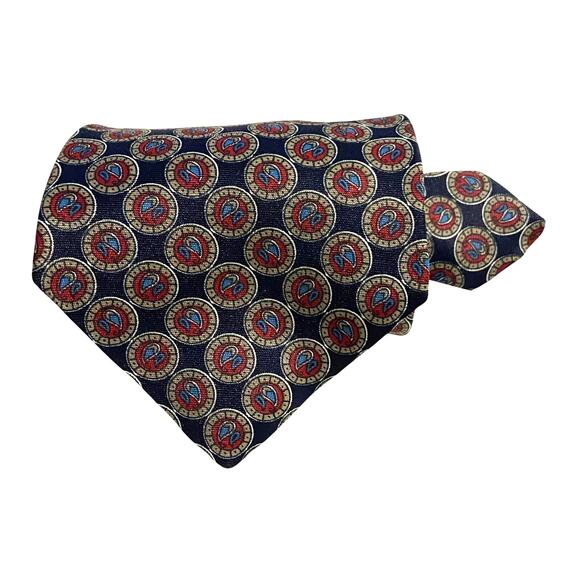 Town Craft Neck Tie Black Red Tan Geometric Silk USA 61.5x4 Suit Professional - Picture 6 of 7